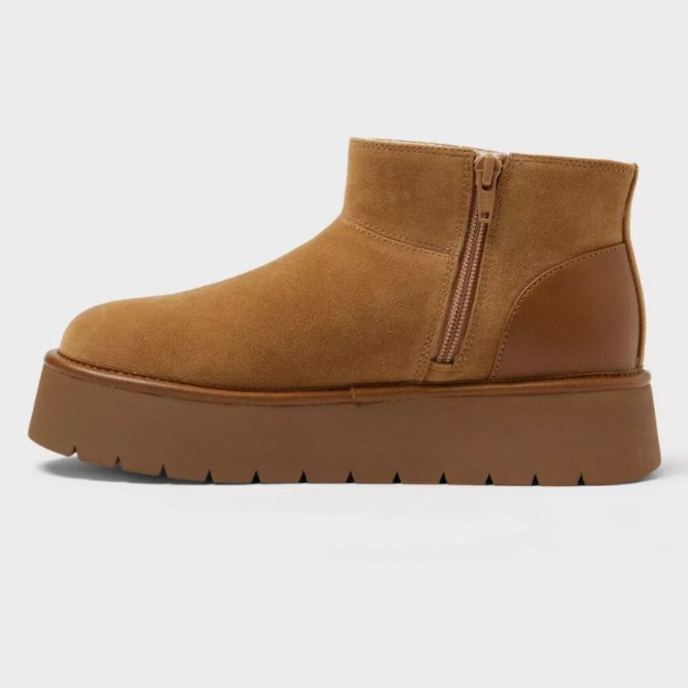 Women’s Missy Faux Suede Boots with Memory Foam Insole -Chestnut Tan  sz 12 NWT - Picture 2 of 4